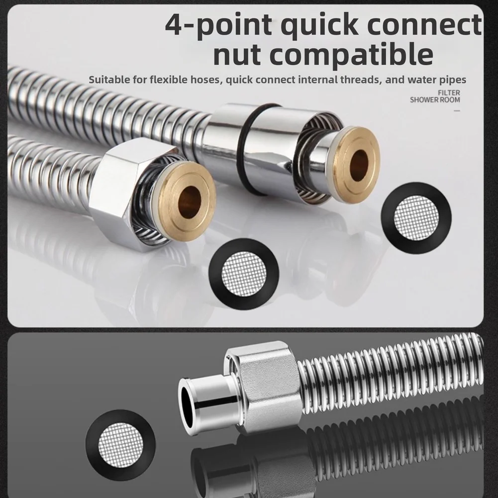 

Rubber Silicone Faucet Gasket With 304 Mesh Filter Seal Ring For Shower Hose And Pipe Connection Faucet Inlet Hose Joint Sealing