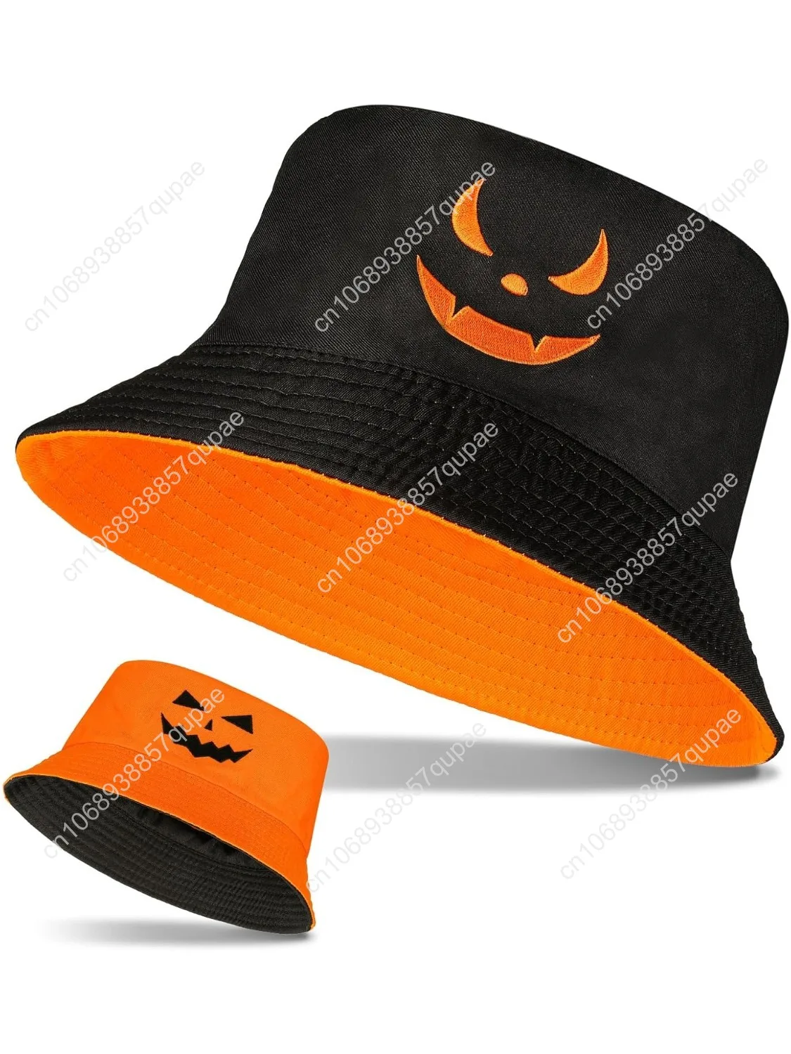 

ramede Halloween Bucket Hat for Women Pumpkin Fisherman Hat Cotton Lightweight Print Accessories for Sun Cute Men Fishing Cap Ad