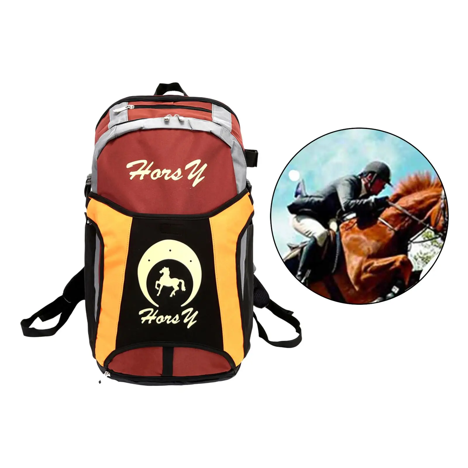 Durable Equestrian Equipment Backpack Storage Bags Adjustable Holder Pack