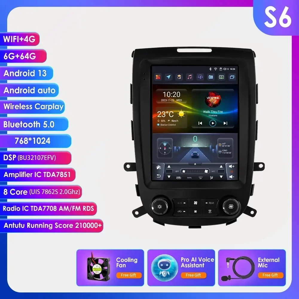 9,7'' 7862 8-core 360 ° Draadloze CarPlay Android autoradio voor Hyundai Santa Fe 2 2006-2012 GPS Multimedia Stereo Head Unit