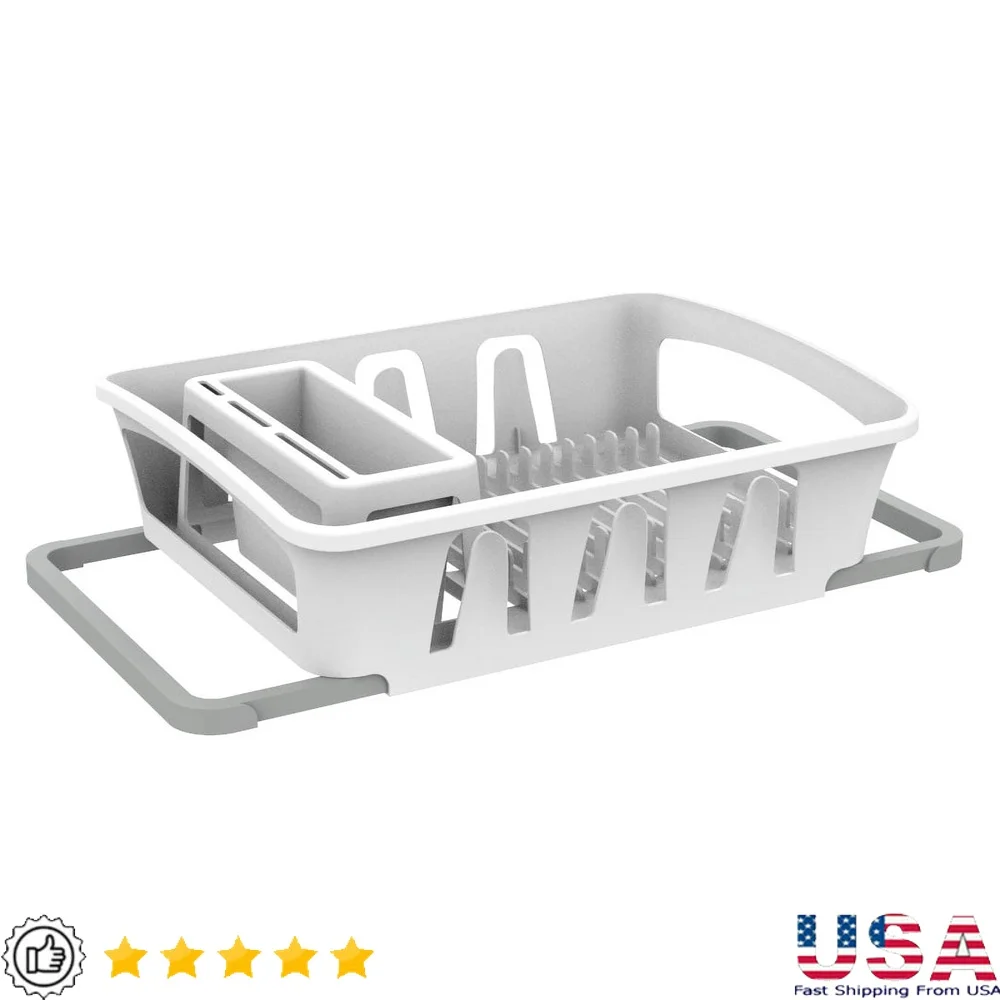 

Расширяемая сушилка для посуды с держателем для посуды Кухонная столешница или раковина Компактная конструкция тарелок Чашки и ножи