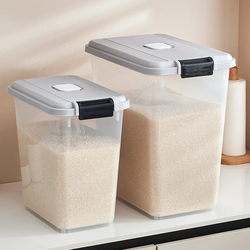 Kitchen Accessories Rice Storage Organizer, Food-Grade Sealed Anti-Moisture Insect Proof Rice Bucket Flour Storage Tank
