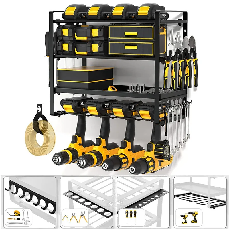 Power Tool Rack Wall-mounted Hardware Storage Holder Electric Drill Screwdriver Wrench Tools Organizer Multifunction Tools Rack