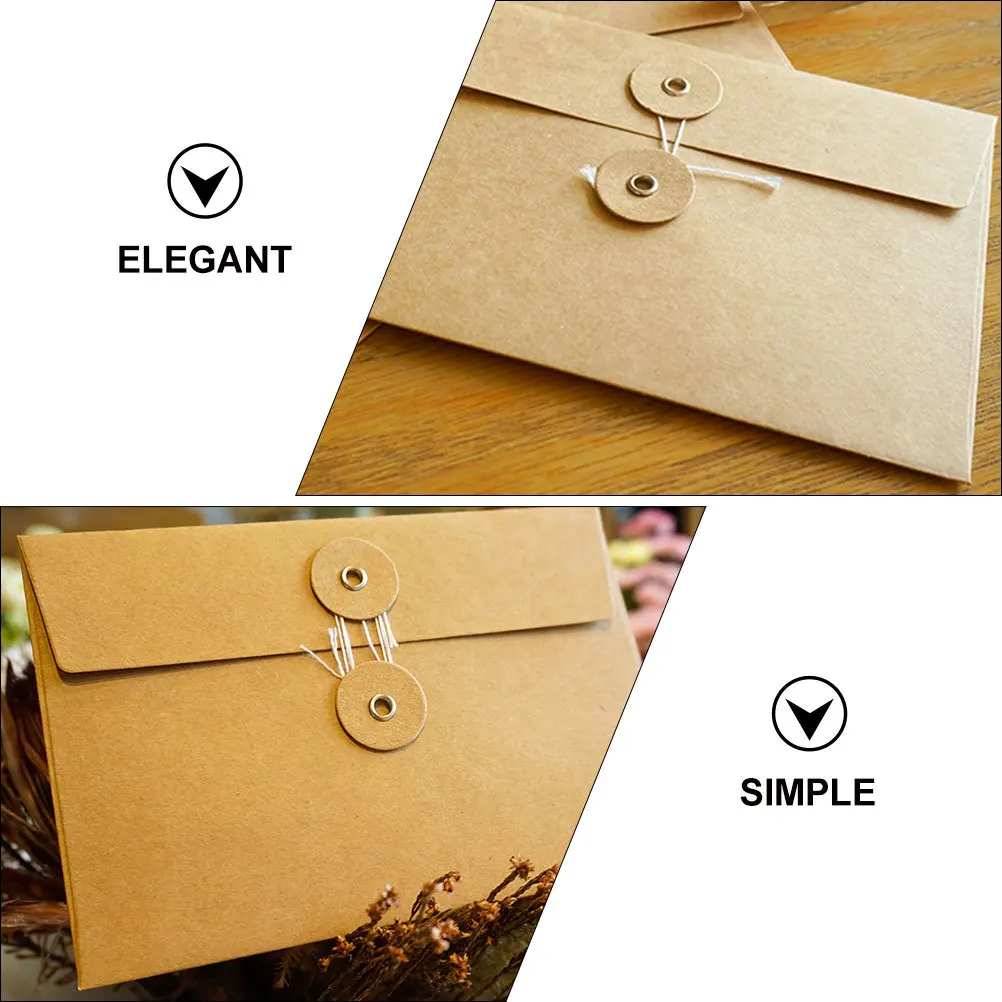 10Pcs Thickened Kraft Paper File Pocket Retro Envelope for Invitation Announcements Storage Multi-Function Paper Storage Bag