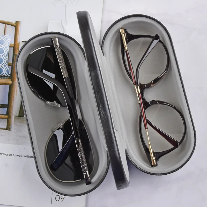 Hot Double Layer Glasses Case Box Spectacle Sunglasses Case Double Eyeglasses Case Dual Use Eyeglasses Container Multifunction