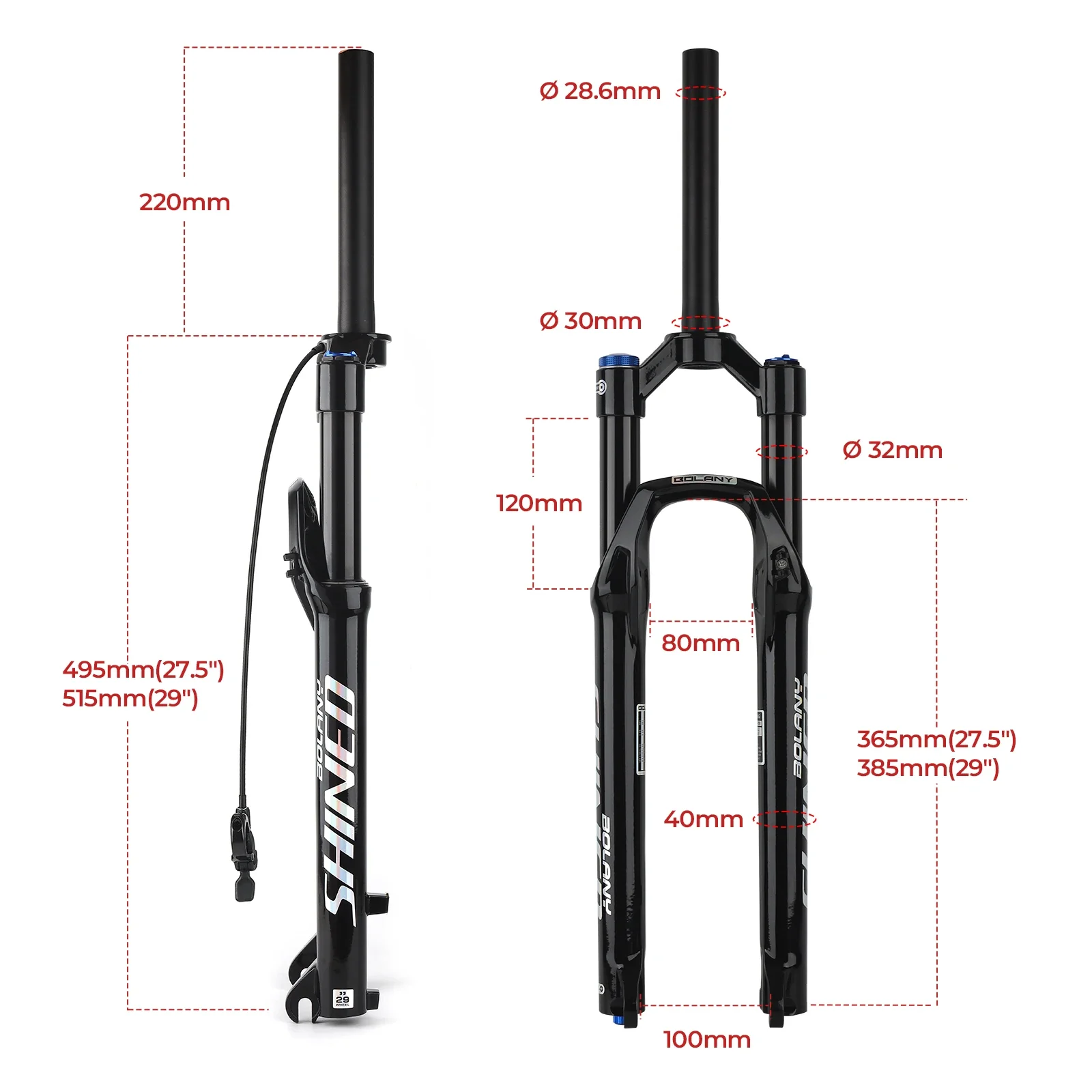 BOLANY MTB Air Suspension Fork 26/27.5/29\