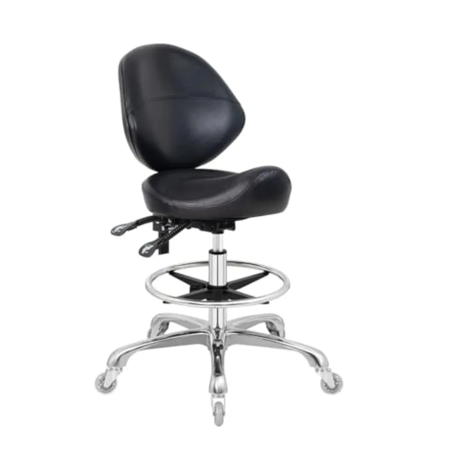 

Saddle Stool Chair with Wheels Ergonomic Swivel Rolling Height Adjustable for Salon Beauty Clinic Dentist Tattoo Home Office in