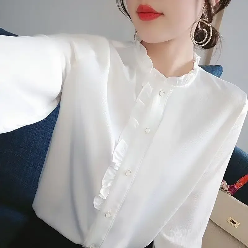 Bottomed Shirt Women Spring Autumn Long-sleeved Shirt Loose Inner Design Versatile Top