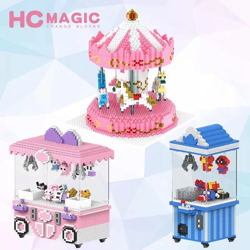 

HC Magic Blocks DIY Мультяшная строительная игрушка Merry Go Round Парк развлечений НЛО CATCHER Кирпичи Brinquedos для взрослых Игрушки Подарки для девочек