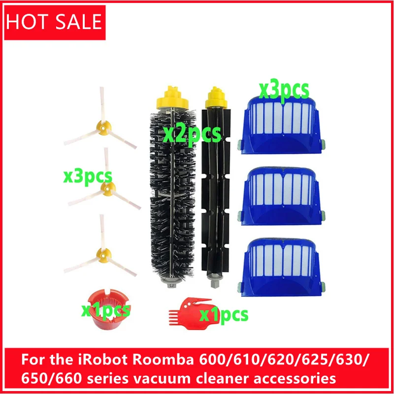 Replacement Part Kit For iRobot Roomba 600 Series 610 620 625 630 650 660 Vacuum Beater Bristle Brush+Aero Vac Filter+side Brush