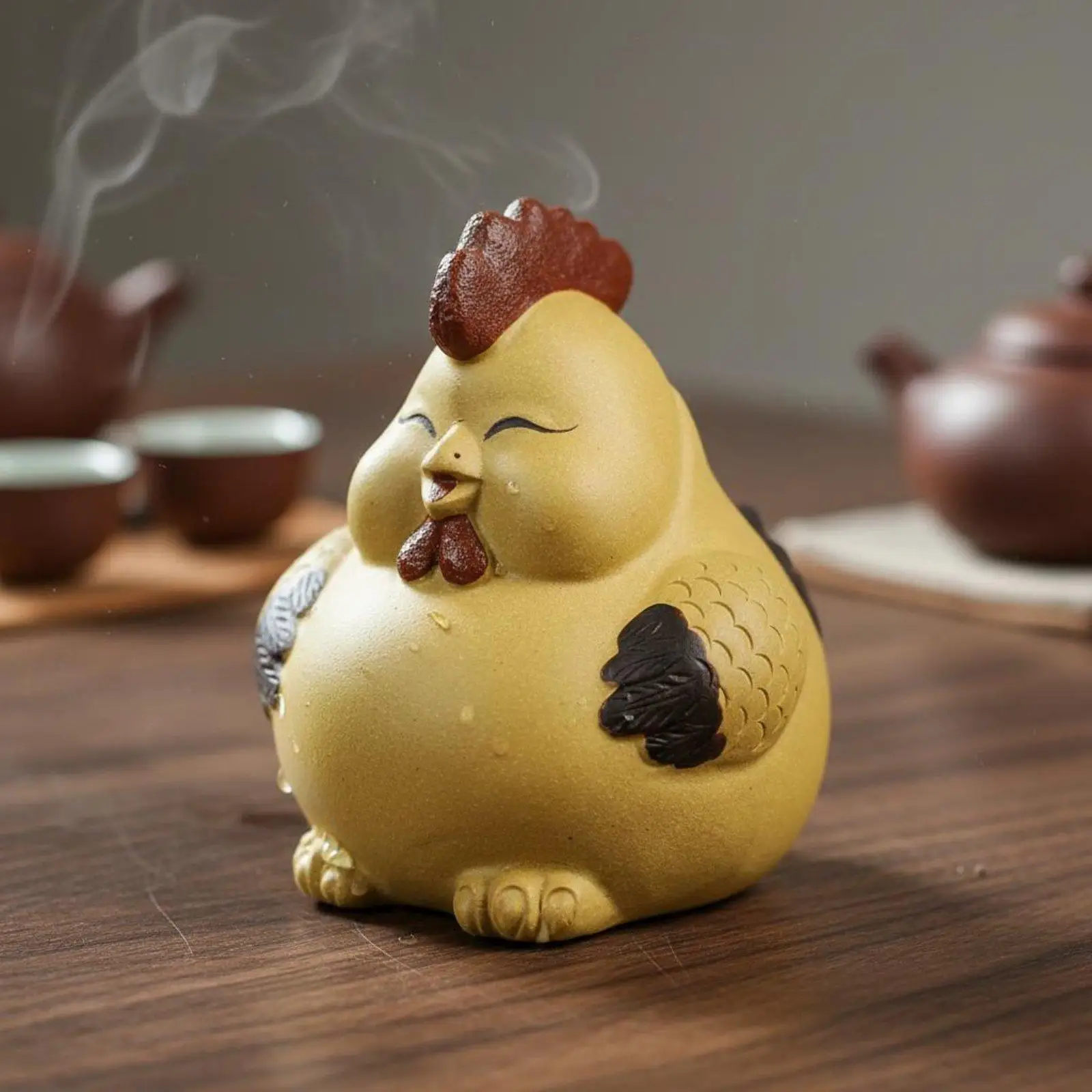 Amulette de porte-bonheur en forme de poulet, qui développe une patine attrayante avec le temps, décoration traditionnelle chinoise pour la maison, accessoires de cuisine