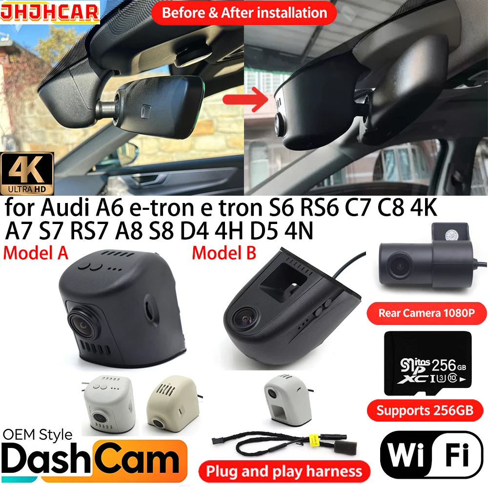 for Audi A6 e-tron e tron S6 RS6 C7 C8 4K A7 S7 RS7 A8 S8 D4 4H D5 4N Wifi OEM DVR 4K Dash Cam Front Rear Camera Video Recorder