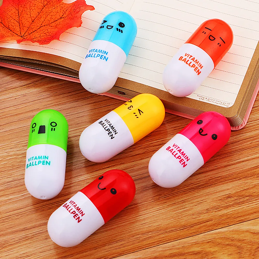 6 Pieces Of Creative Pill Pens, Student Stationery, Ballpoint Pens, Pill Capsules, Retractable Pens,Fun Prizes, Pitana Fillings