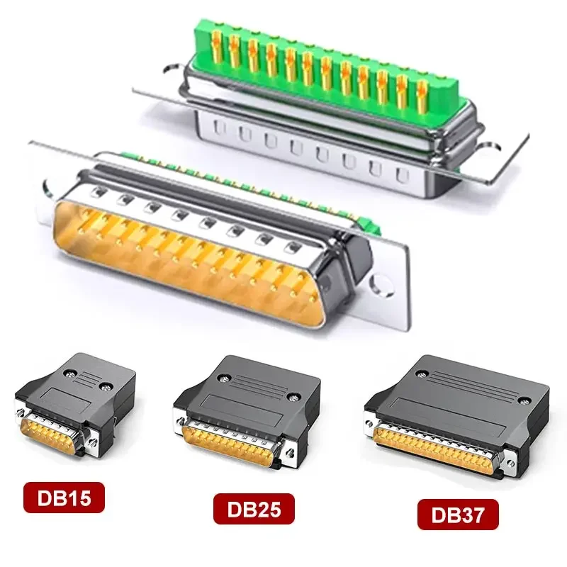 Industrial Grade RS232/485 PLC Port Plug DB9 DB15 DB25 DB37 Gold-plated Connector 9/15/25Pin Female Male Serial Port Head Shell