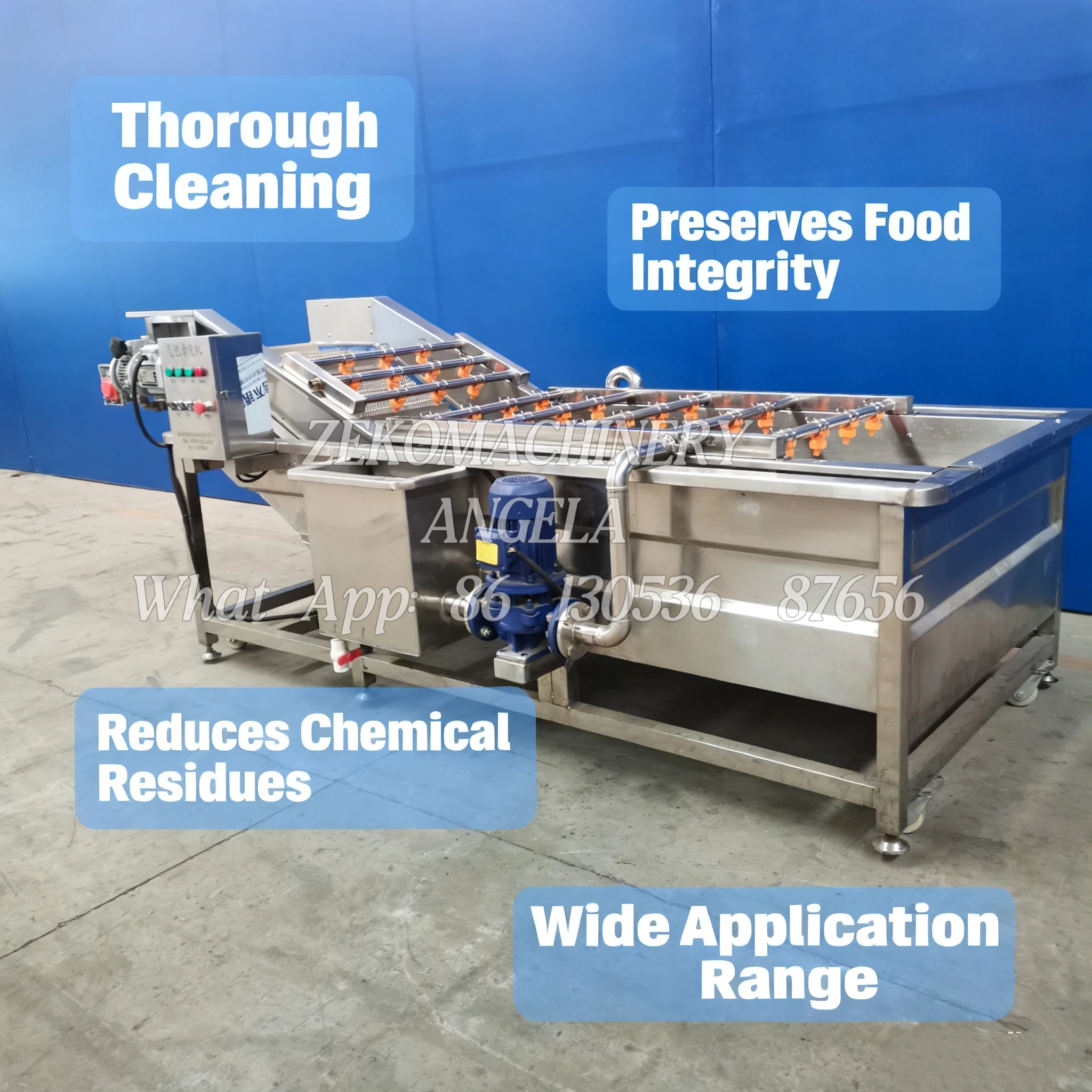 เครื่องล้างผลไม้และผักอัตโนมัติ ระบบโอโซนและฟองอากาศ สำหรับล้างแอปเปิ้ล ถั่ว ข้าวสาลี และแกนผลไม้ ลูกปืนมอเตอร์