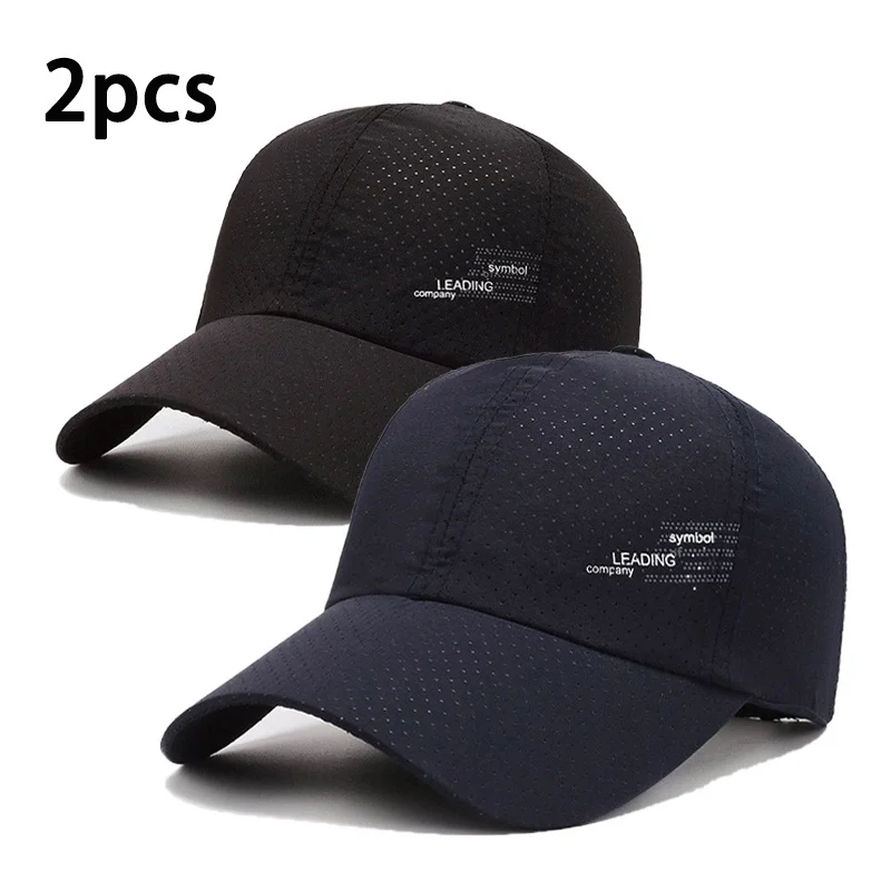 2Pcs/Set Outdoor Men's Baseball Hat Simple Letter Printed Duck Tongue Hat Sports Hollow Breathable Baseball Hat for Unisex