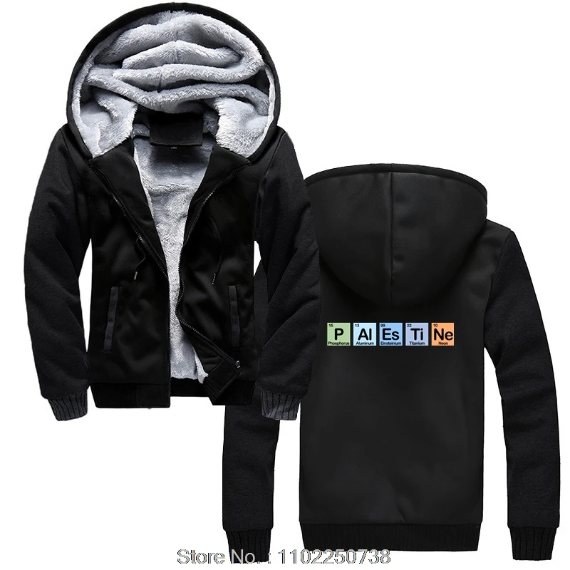 Trendy Palestine Made Of Elements Hoodie Casual Men Hoody Cotton Jacket Zip Up Hoodies Gaza Palestinian Fashion Winter Coats