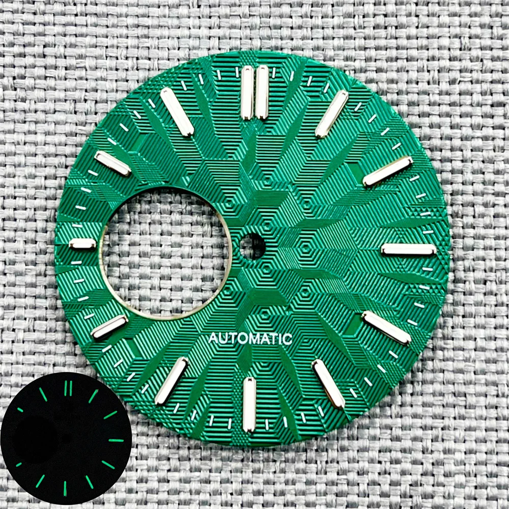 31mm New NH38 Watch Dial Transparent Skeletonized Watch Face Modified Diving Watch Face Green Luminous Scale Dial