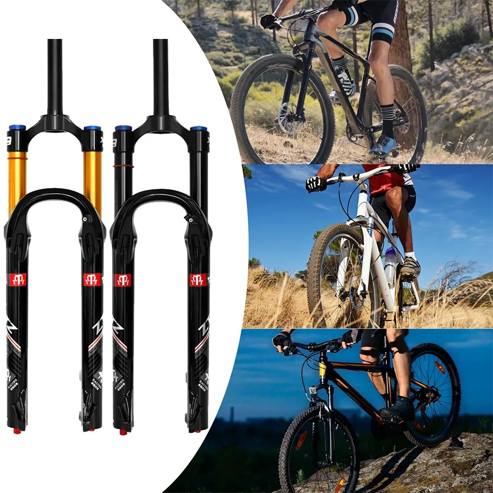 ZTZ 26/27.5/29 Inch Mountain Bike Air Suspension Fork Rebound Adjust 9x100mm Manual Lockout Front Fork for XC AM Mountain Bike