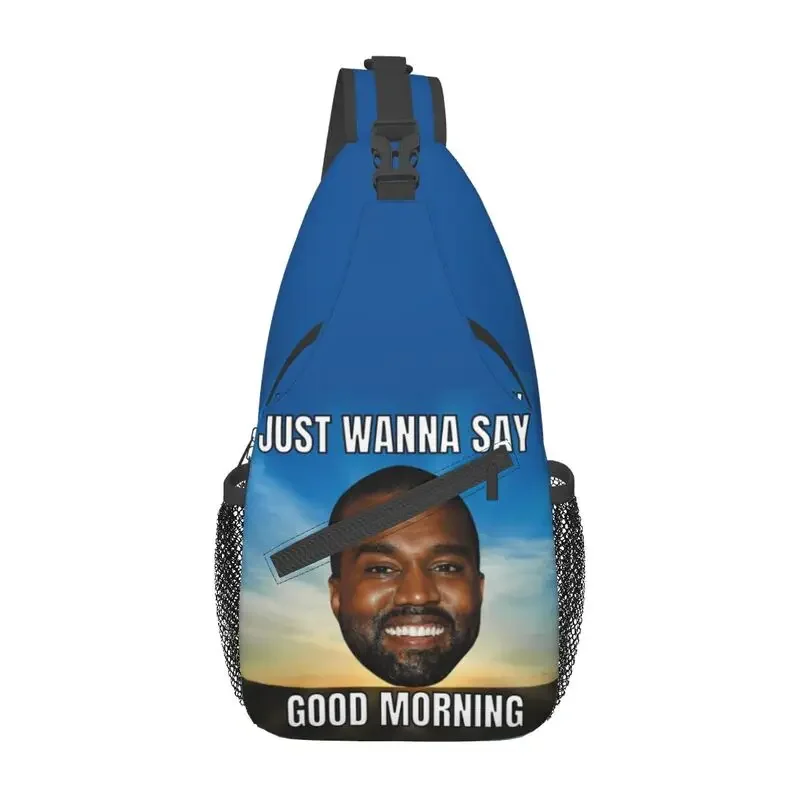 Funny Kanye West Meme Crossbody Sling Backpack Men Custom POP Rapper Shoulder Chest Bag for Cycling Camping Daypack