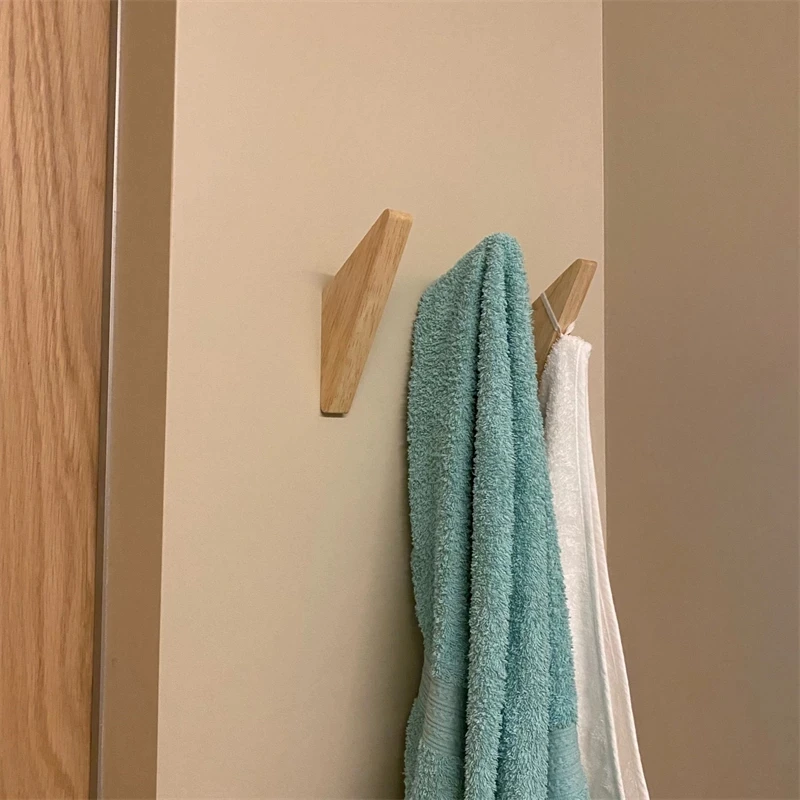 Natural Wood Clothes Hanger Wall Hanging Coat Hook Decorative Key Holder Hat Scarf Handbag Storage Hanger Bathroom Rack Hook