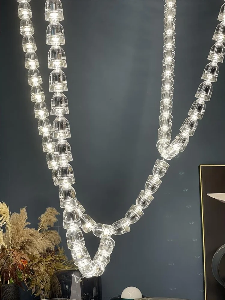 

French creative wine glass necklace pendant light Italian light luxury duplex living room dining room pendant light