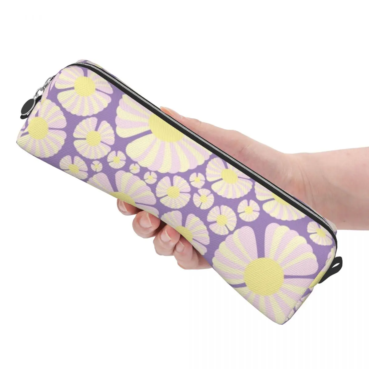 Happy Daisy Pencil Case Cute Flower Floral Pen Holder Bags Girls Boys Large Storage Office Zipper Pencilcases