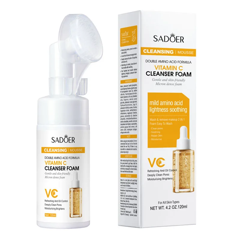 Vitamin C Cleansing Mousse Deep Clean Pores Oil Control Foaming Facial Cleanser Whitening Moisturizing Skin Care Product