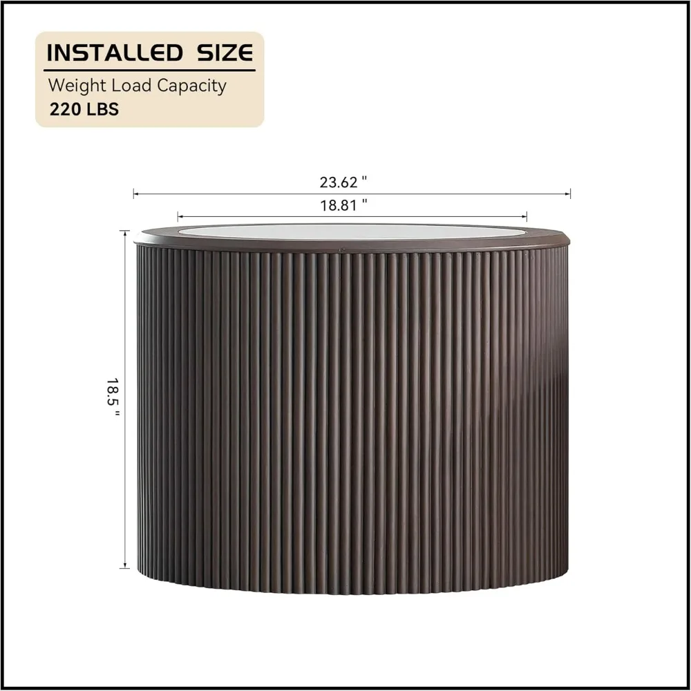 طاولة جانبية مستديرة حديثة منقوشة بالرخام، طاولة قهوة خشبية صغيرة لغرفة المعيشة ومنطقة الأريكة