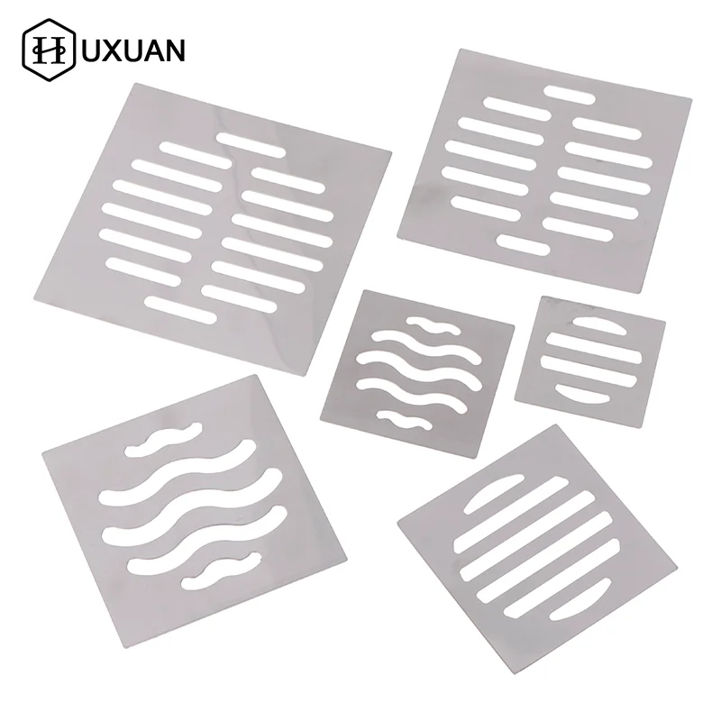 الفولاذ المقاوم للصدأ مصارف أرضية صافي غطاء مربع استنزاف حفرة دش الشعر الماسك تصفية سدادة أجزاء أجهزة المطبخ الحمام #5