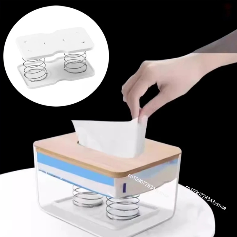 "Automatic Spring-Loaded Tissue Dispenser - Hands-Free Easy Pick-Up, Smooth Lift Support for Quick & Hygienic Tissue Access"