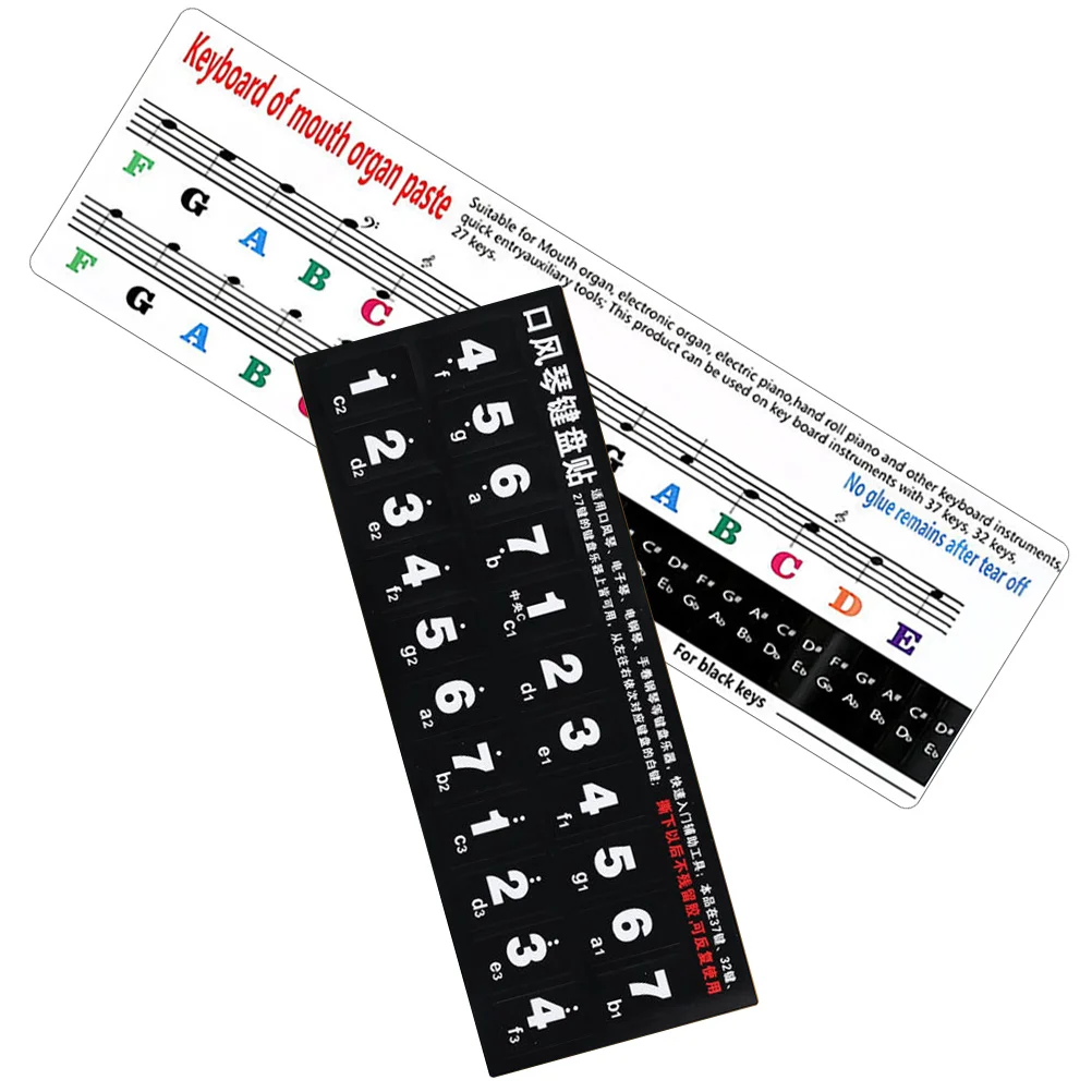 

2Pcs Melodica Keyboard Stickers Fine Workmanship Practice Stickers Music Note Labels for Students