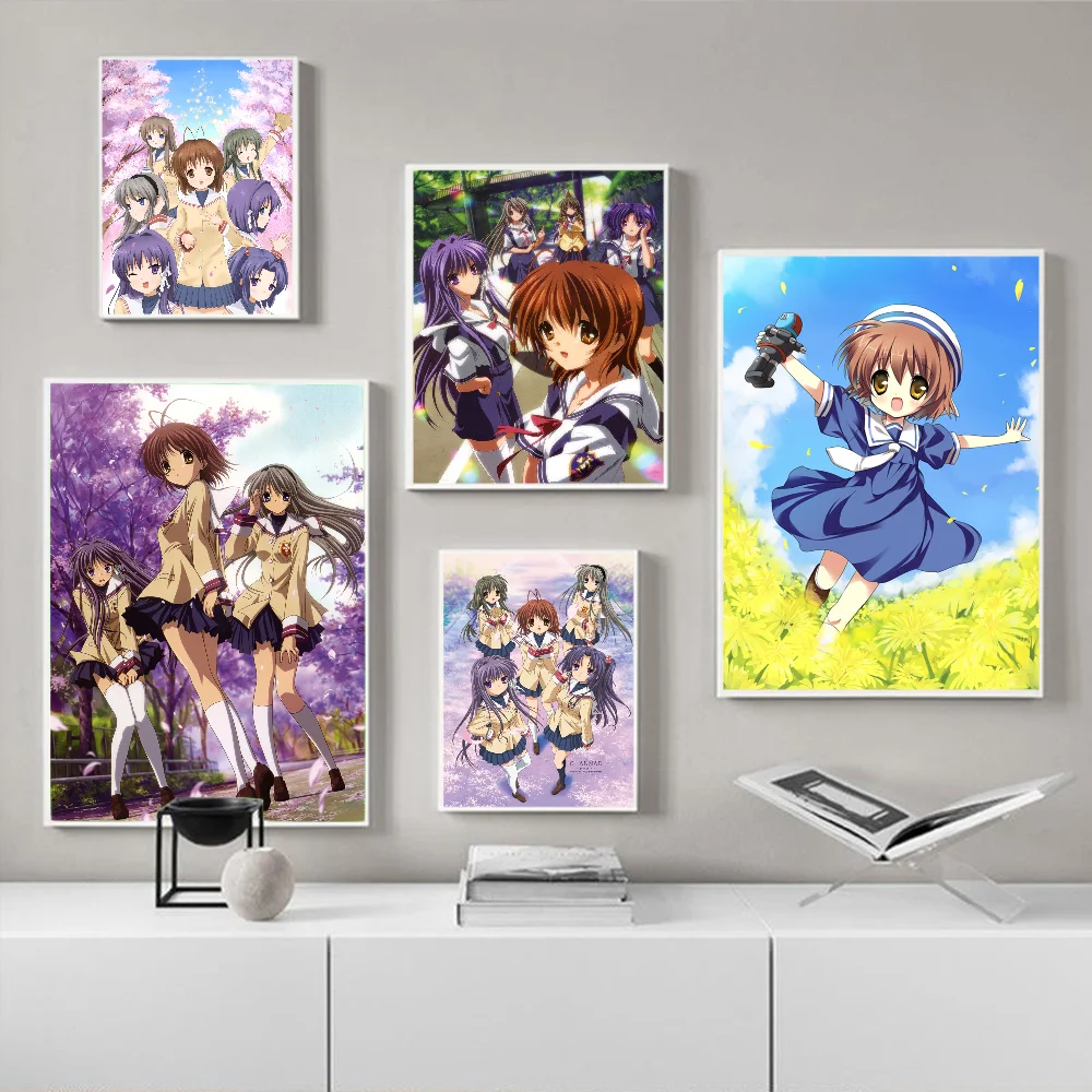 Anime CLANNAD Anime Posters Sticky Fancy Wall Sticker For Living Room Bar Decoration Room Wall Decor