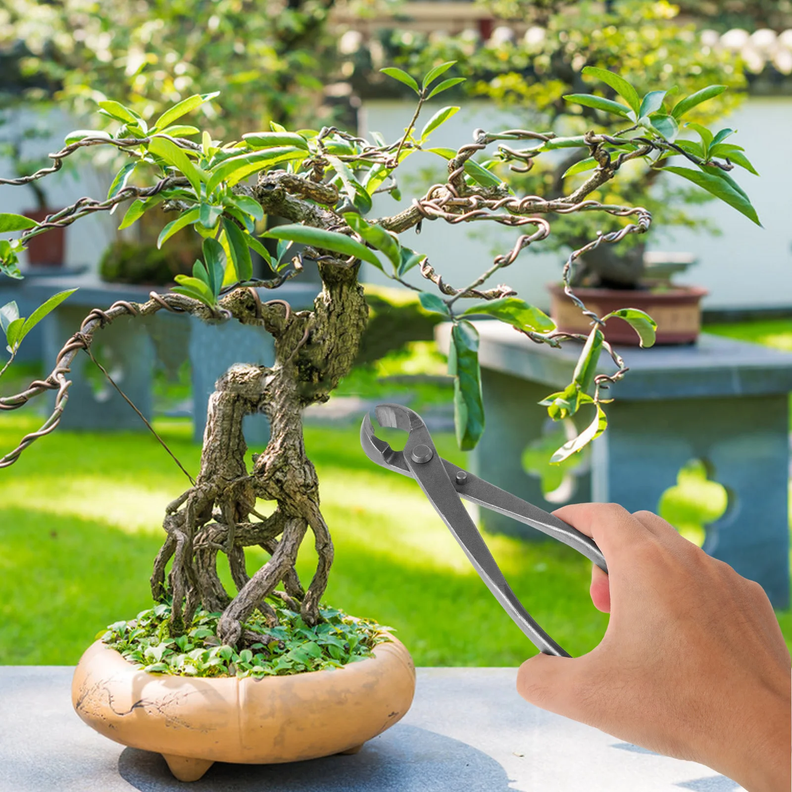 

1pcs Concave Bonsai Pruners Steel Trimming Tool For Shaping Wiring Garden Art Root Shear Cable Puller Garden