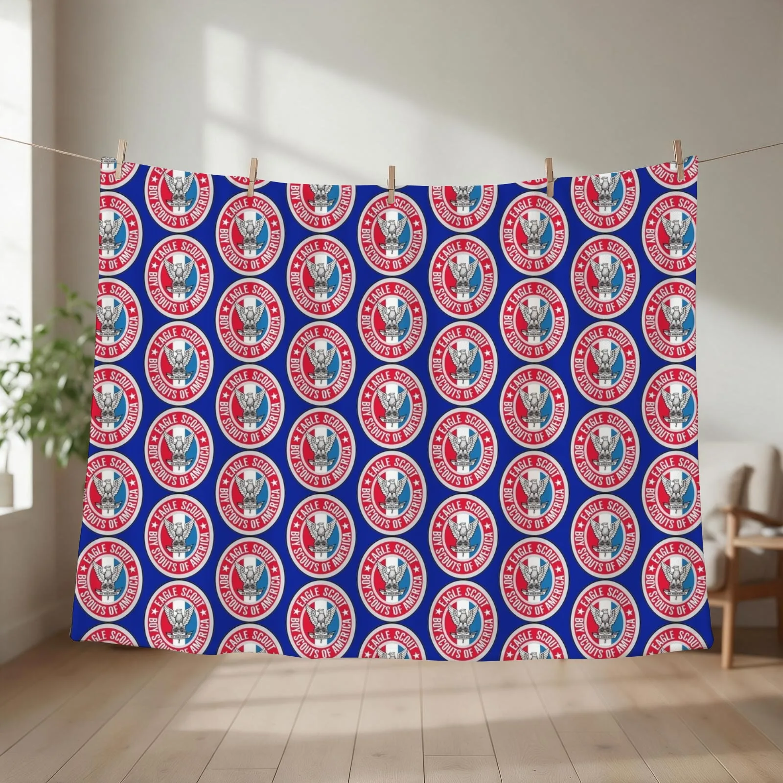 Eagle Scout Badge Throw Blanket Plaid Soft Beds Hairys blankets and throws Blankets