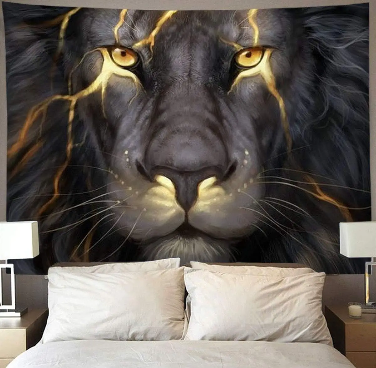 Golden Lion King Tapestries Hippie Art Tapestry Wall Hanging Animal Wild Boho Home Decor Bedroom Anime Tapestry Living Room