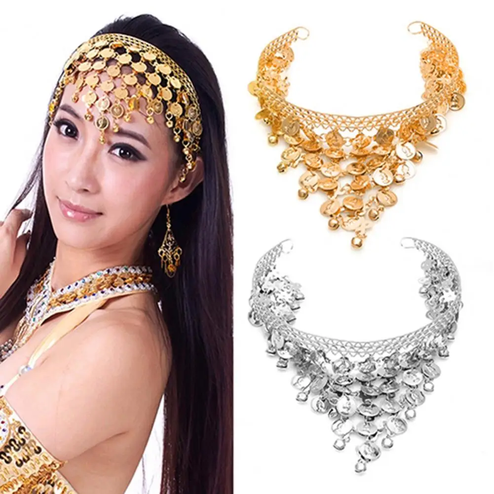 Fashion Hair Jewelry Women Belly Dance Hairband Coin Metal Shiny Hair Accessories Beach Hair Band Jewelry