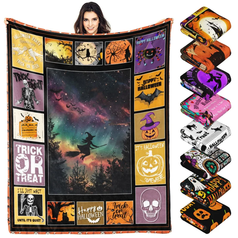 

Halloween Throw Blanket Gifts for Adults Kids Pumpkin Soft Flannel Blankets for Bed Couch Decorative