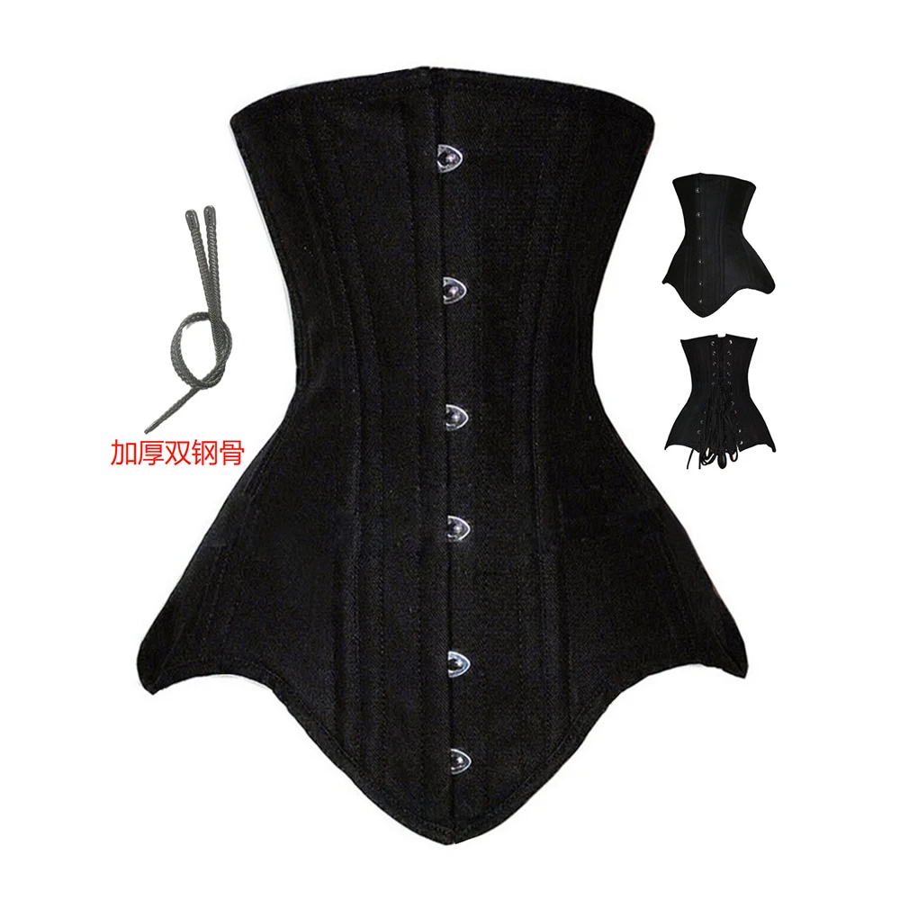 Algodão duplo aço desossado cintura cincher para mulheres, envoltório virilha, corte espartilho, cinto aparador ajustável barriga tuck cinta, con barriga