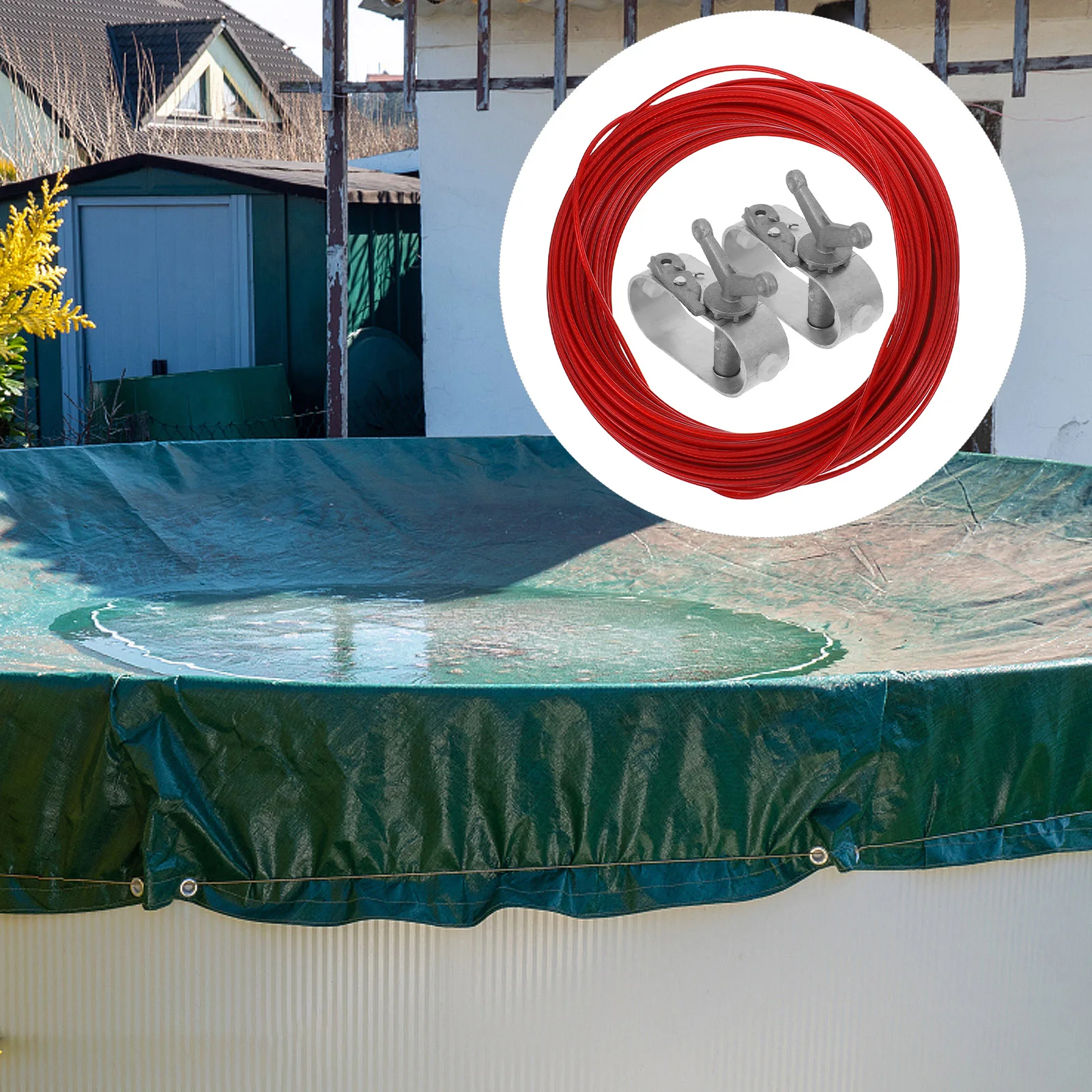 

3Pcs Heavy Duty Pool Cover Cable Ratchet Winch Kit for Winter Tightening Securing Pool Clamps for Cover Cable Winch