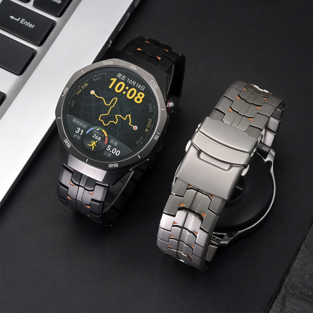 화웨이 워치 5 4 GT 6 6 프로 GT5 4 3 2 46mm 용 22mm 티타늄 스트랩, 원플러스 워치 3 2 2R 용 남성용 메탈 밴드