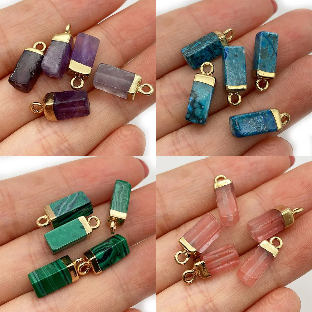 

Rectangular Polished Pendant Natural Stone Powder Crystal Tiger Eye Pendant Diy Jewelry Making Necklace Earring Charm Accessorie