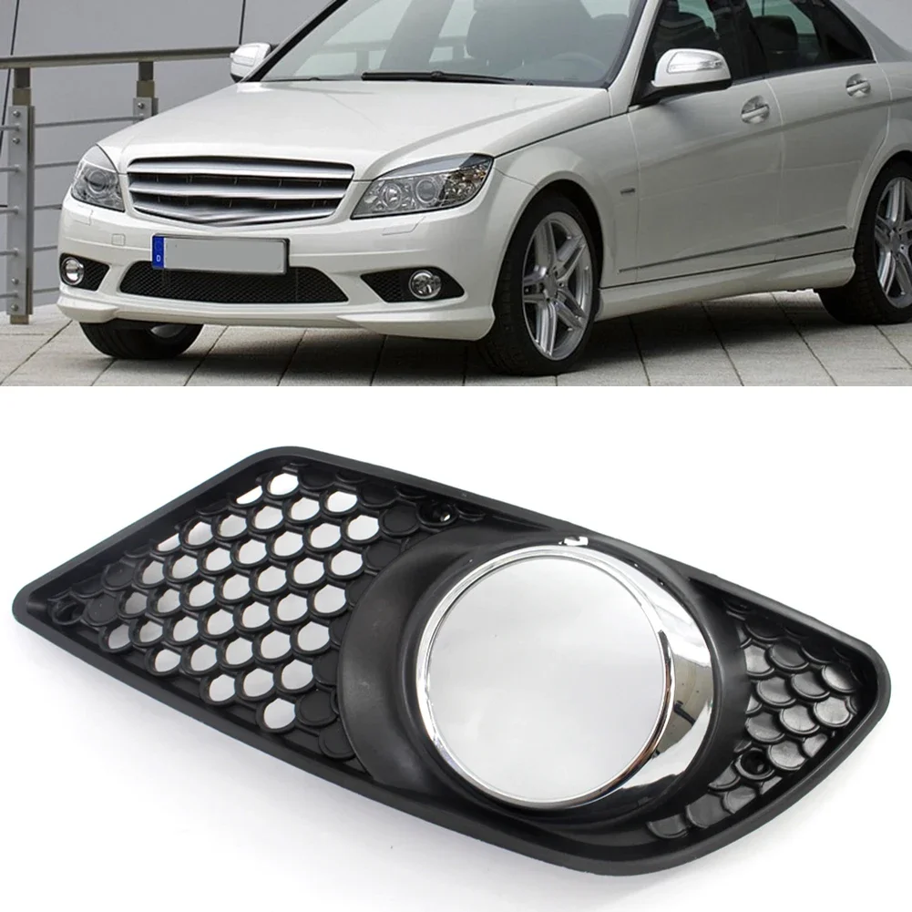 1Pair Front Bumper Cover Grille for Mercedes Benz C-Class W204 2008-2010 Fog Light Lamp Grill Bezel Frame Auto Accessories