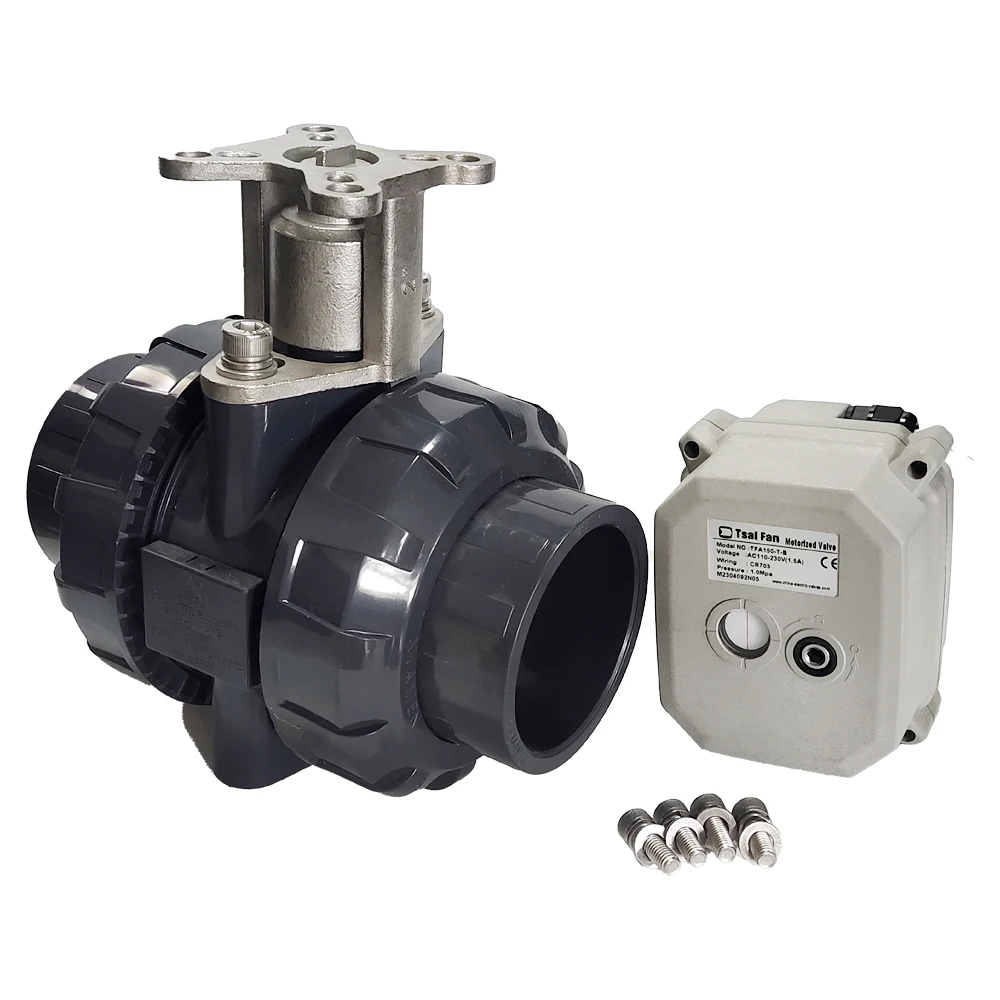 Imagem -06 - Válvula de Água Elétrica Dn50 Tsaifan Vias Upvc Extremidade de União Verdadeira Válvula de Motor Elétrico de Polegadas 15nm Certificação ce para Fornecimento de Água do Tanque