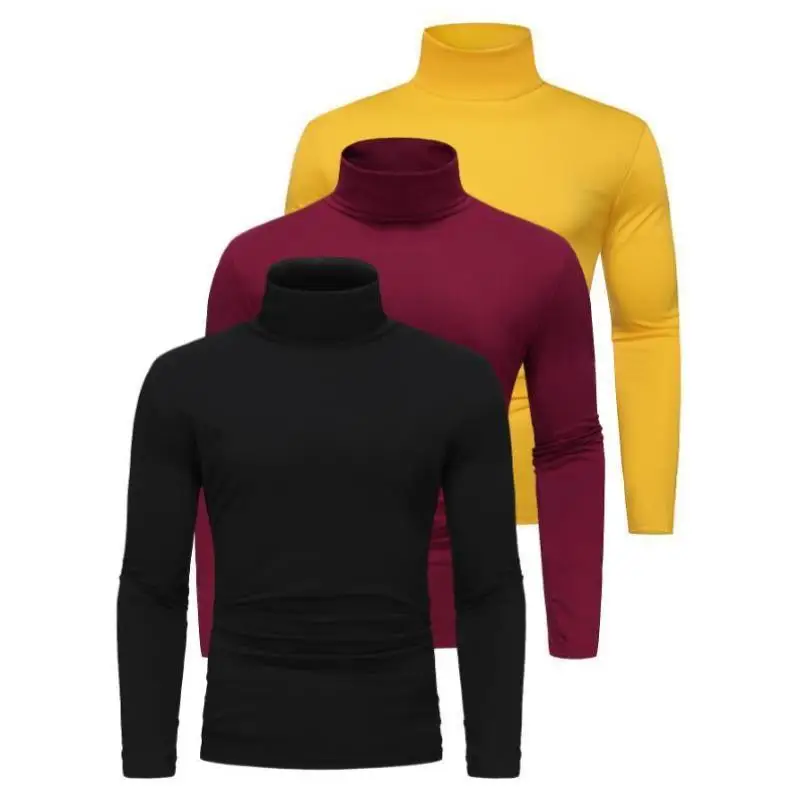 Suéter masculino de malha com gola alta, 3 peças, outono inverno, gola grossa, ciwalk, roupa interna, não deformável, fibra coolmax