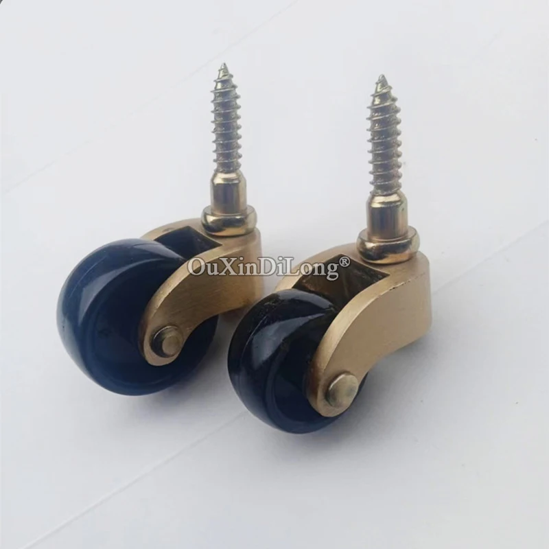 NEW 4PCS Brass+Rubber Silent Casters Wheels Table Chair Sofa Couch Furniture Castors 360° Swivel Rollers more care for Floor