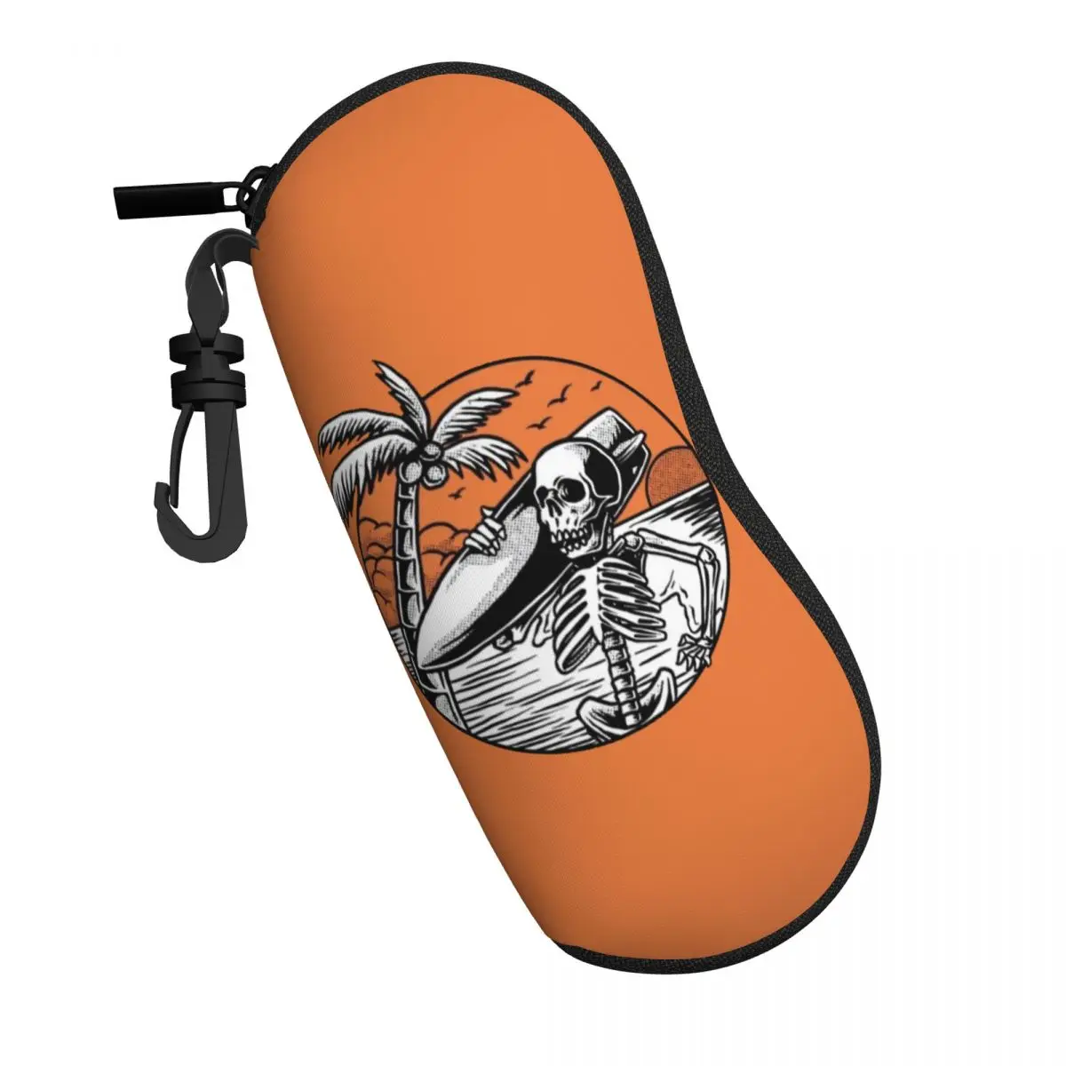 Custom Summer Surf Skeleton Surfing Sunglasses Soft Case Neoprene Zipper Shell Eyeglass Case Protective Box For Glasses