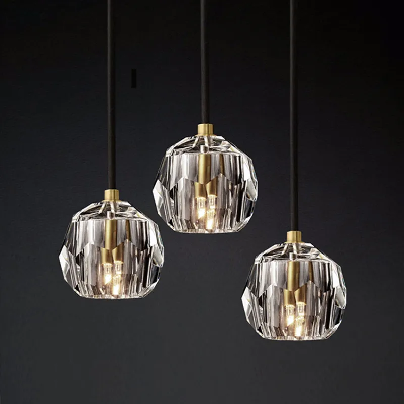 

Light Luxury Loft Bedside Crystal Pendant Lights Creative Dining Bar Cafe Decor Led Luminaire Light Fixtures