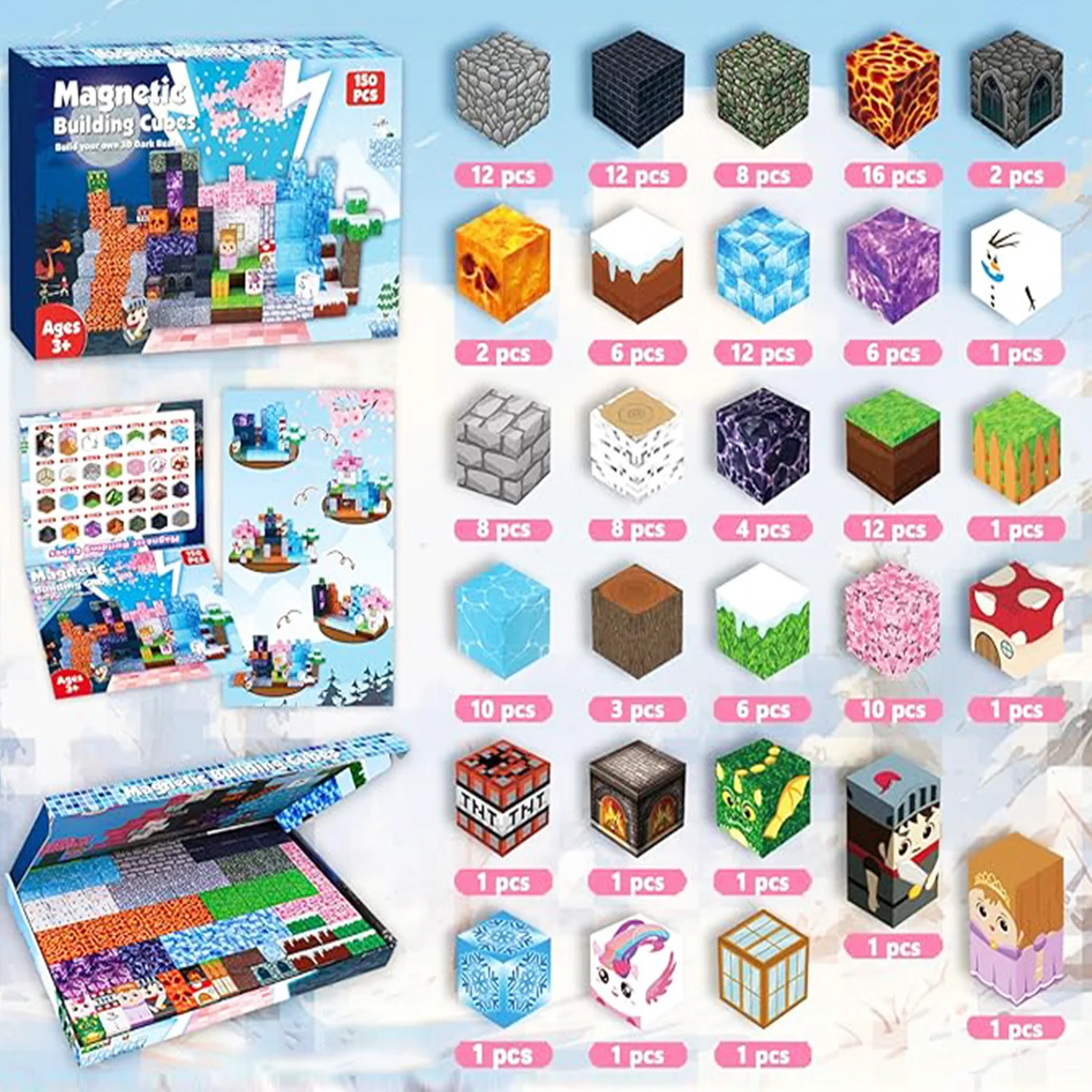 Magnetische Bausteine für Kinder, Spielzeug, STEM MONTESSORIES CUBE Dream World Kreativität, architektonisches Gebäudeset, Puzzle-Geschenke