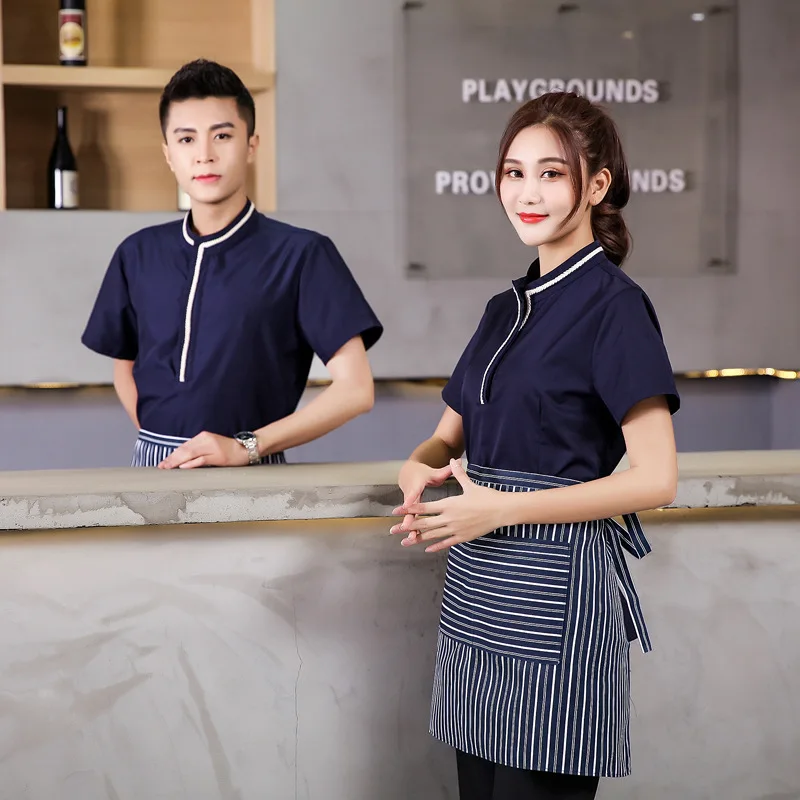 فندق الوجبات السريعة مطعم العمل موحدة قصيرة الأكمام كعكة متجر مقهى الحليب الشاي متجر مطعم تقديم الطعام النادل الصيف موحدة